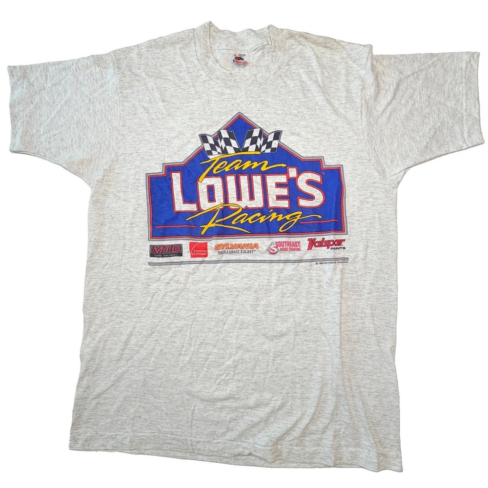 Vintage 1995 Team Lowe's Racing NASCAR T Shirt Mens L USA Single Stitch